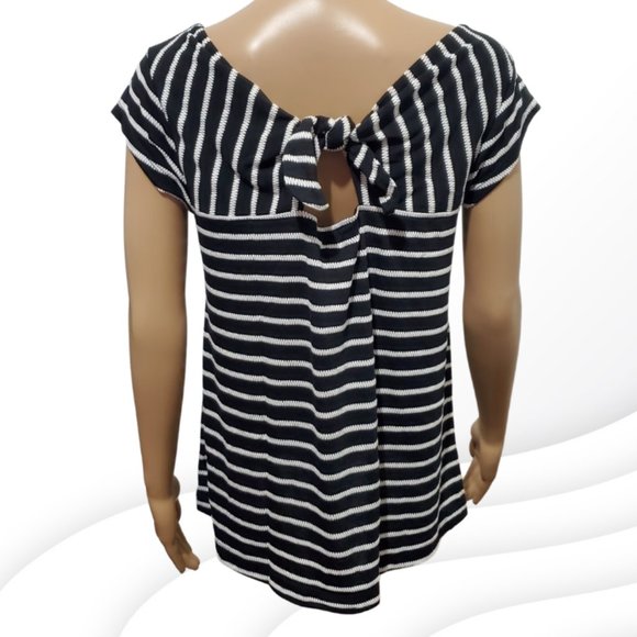 Loft Black and White Back Tie Blouse Size M - Picture 2 of 5